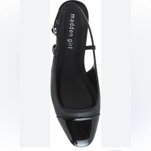 NWT Madden Girl Black Slingback Heels with Patent Cap Toe 10
